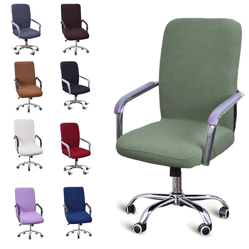 

Solid Office Computer Chair Covers Spandex Split Seat Cover Office Anti-dust Universal Black Green Armchair Cover 11 colors
