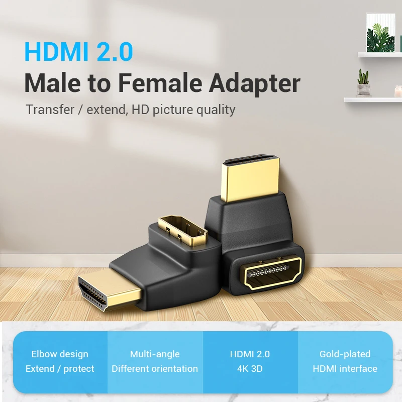 Переходник HDMI (штекер)/HDMI (разъем) Vention 270 90 градусов прямой угол для PS4 HDTV 4K 2.0