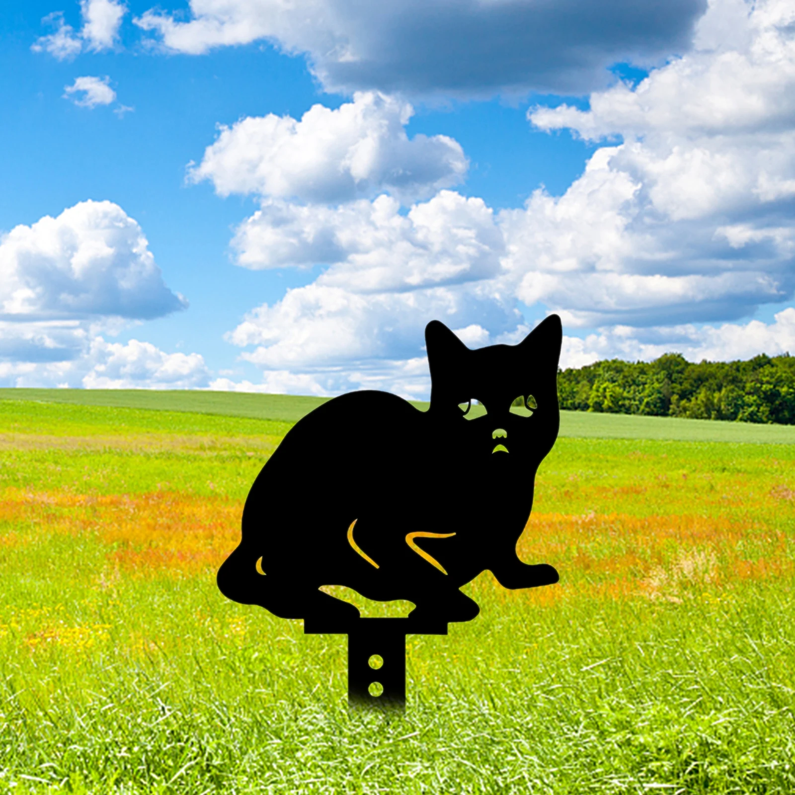 

Acrylic Waterproof Cat Yard Statues Silhouette Garden Lawn Stake Yard Arts
