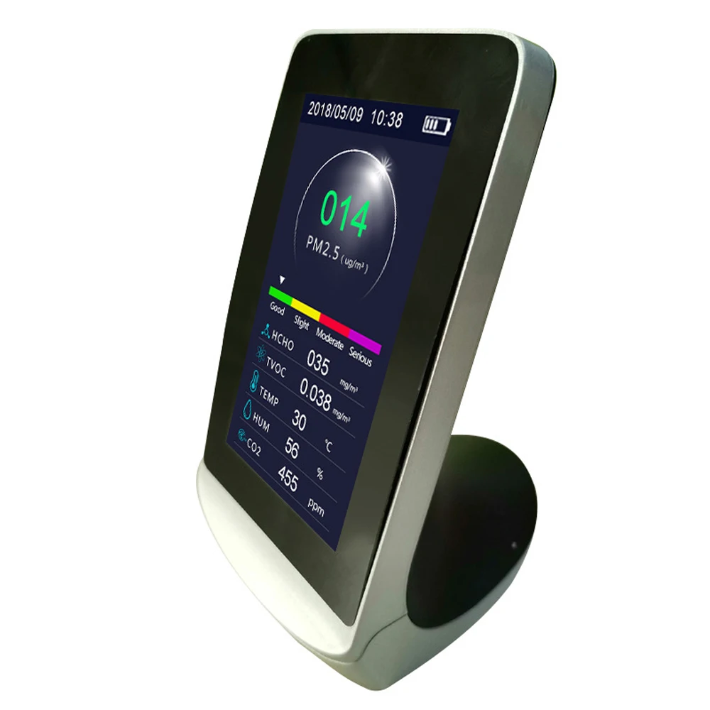 

Digital Professional CO2 PM2.5 PM1.0 PM10 HCHO TVOC AQI Gas Detector Thermometer and Hygrometer Air Quality Analyzer Monitor