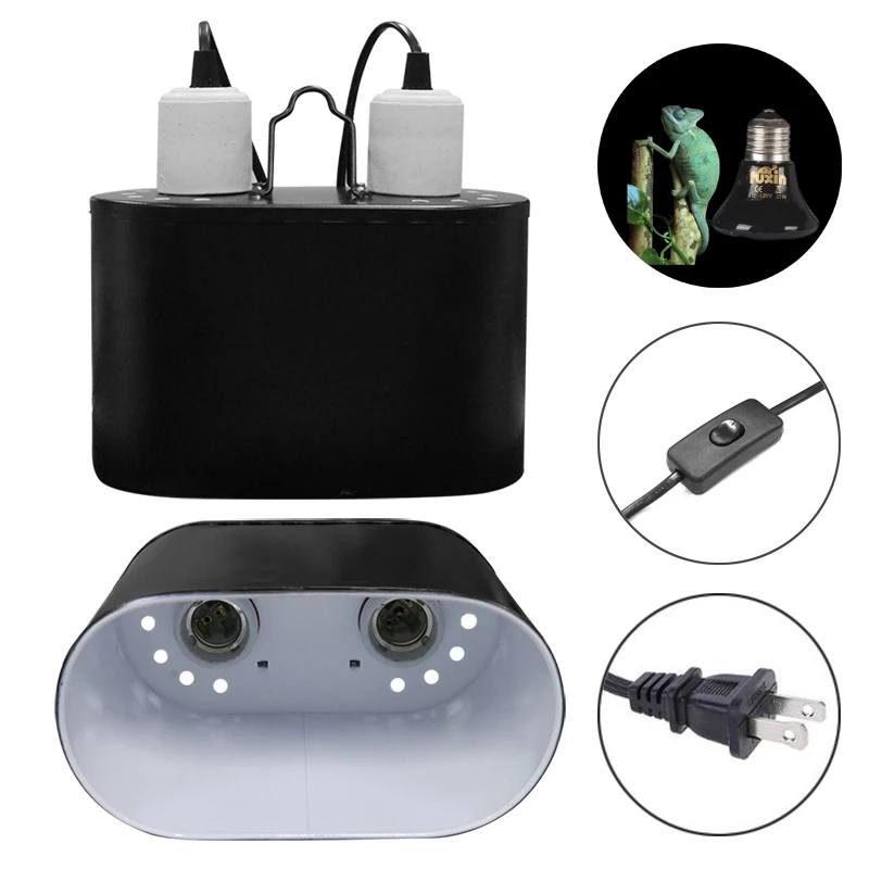 

Reptile Light Fixture Deep Dome Dual Lamp Fixture Uvb Light Fixture Optical Reflection Cover Reptile Heat Lamp Kit Combo Holder