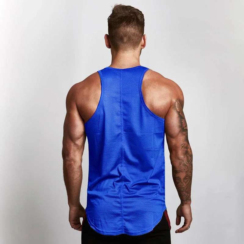 Muscleguys Men's Compression Sleeveless Tight Shirt Fitness Workout Vest Bodybuilding Tank Top quick drying Mesh Gyms clothing