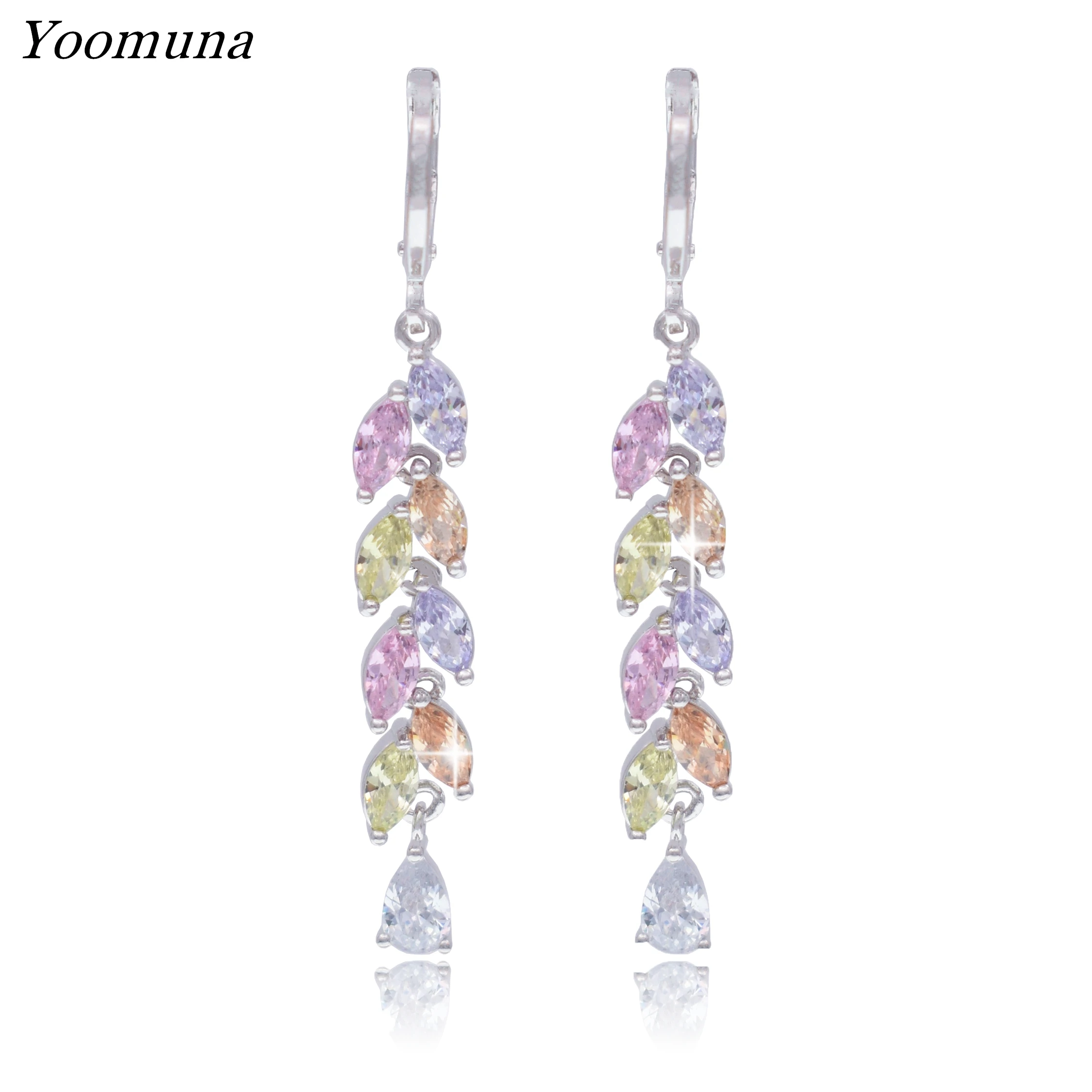 Новые длинные серьги с кристаллами для женщин серебро/золото 585 блестящие