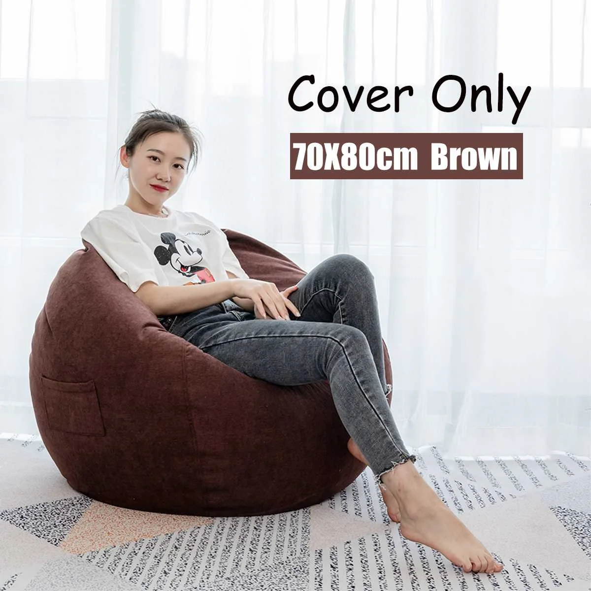 Brown Nesloth ленивый BeanBag чехлы для диванов+ внутренний вкладыш стулья без наполнителя шезлонг кресло мешок пуф слоеного дивана татами гостиной - Цвет: Brown