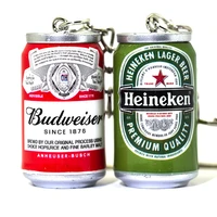 simulation canned beer cans keychain creative tide men trinket couples cool bag pendant car key accessories keyring gift