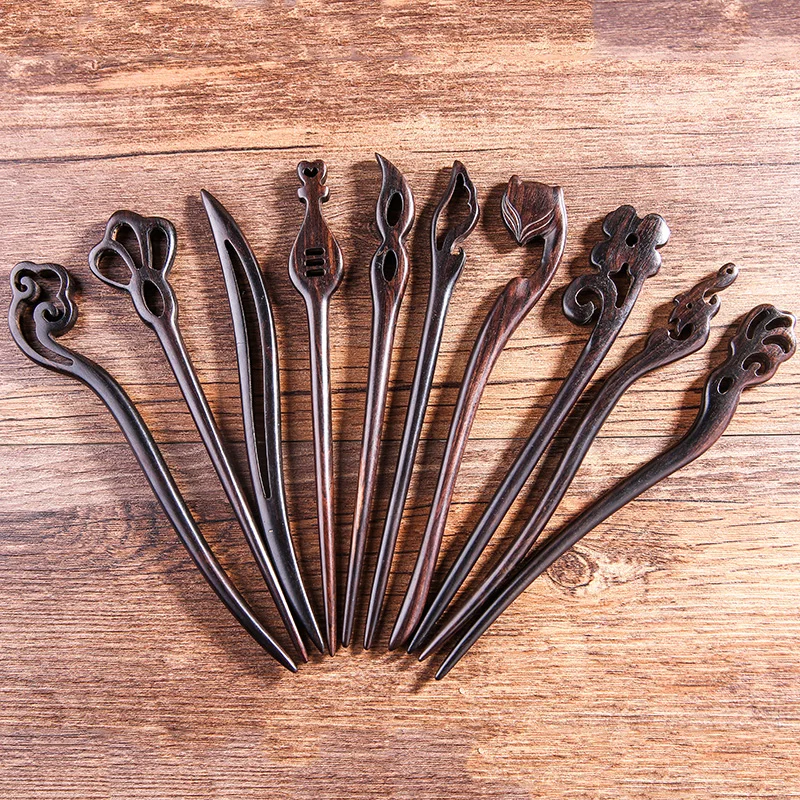 

Natural Black Sandalwood Hairpins Women Girls Hair Sticks Chopstick Shaped Hair Clips Pins Retro Stlye Hair Jewelry Accessories