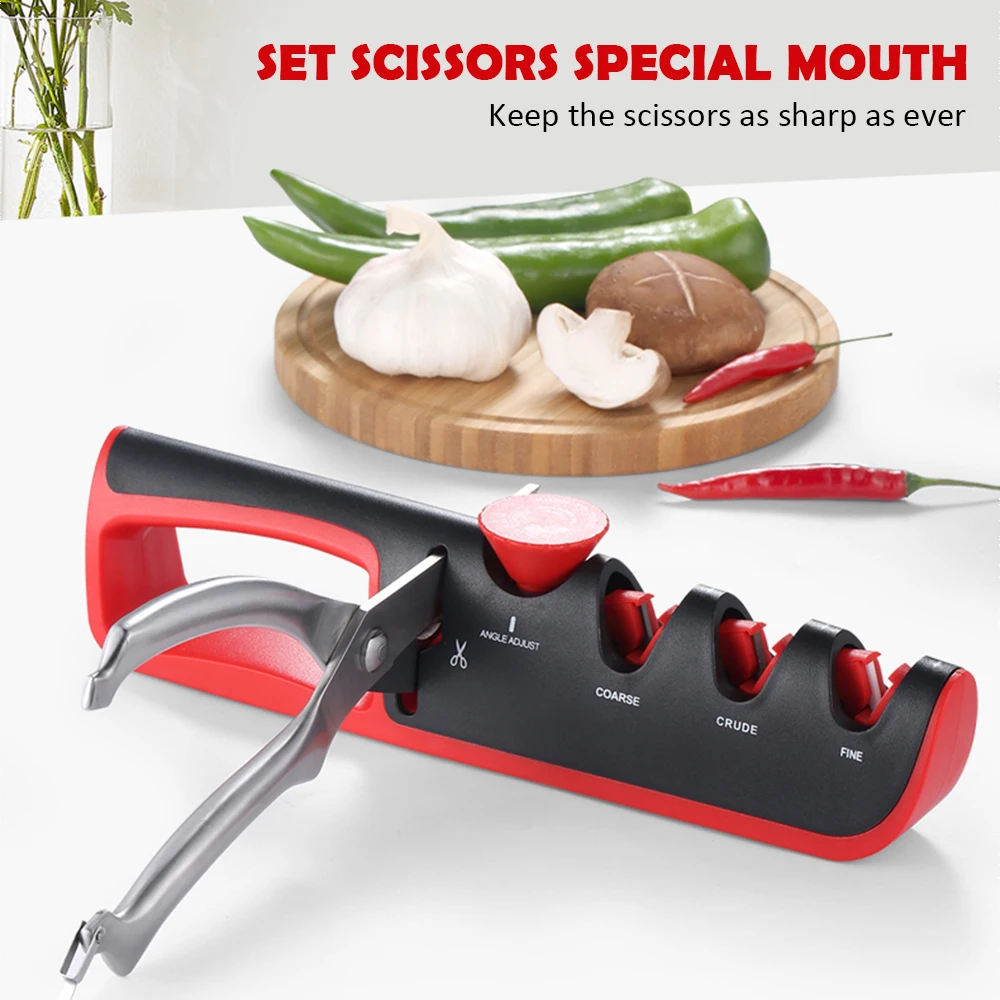 

4 in 1 Knife Sharpener Multifunction Kitchen Scissors Knives Grinder Tungsten Diamond Ceramic Adjustable Sharpening Tool