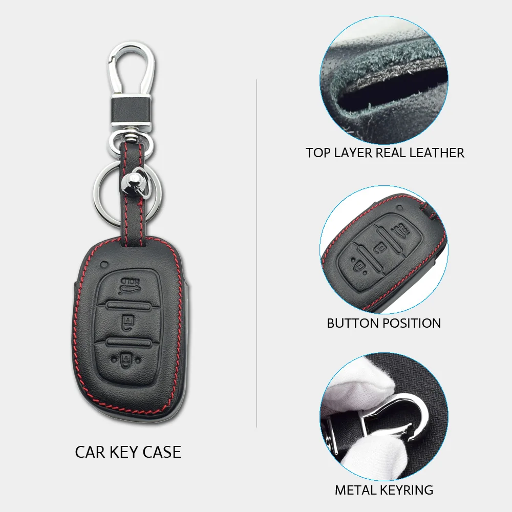 Чехол для автомобильного ключа кожаный чехол с 3 кнопками Hyundai I10 Tucson I30 IX25 IX35 Mistra