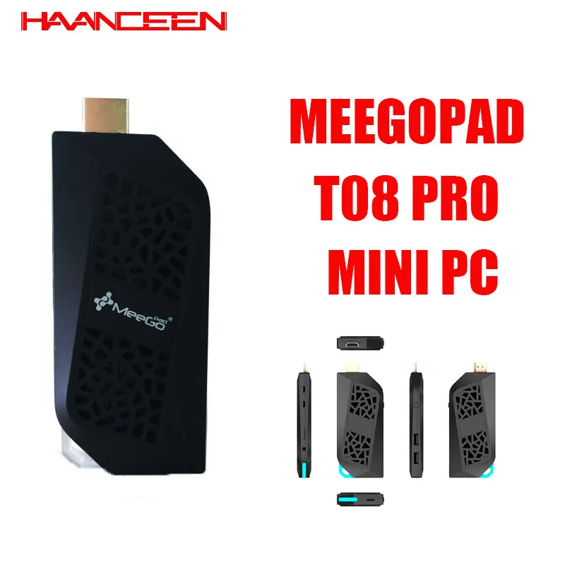 Intel Atom Cherry Trail x5-Z8350 Windows 10 Meegopad T08 Pro MINI PC 4G RAM 64G ROM Type-C Computer Stick Wtih Fan TV Box