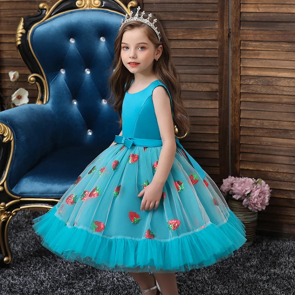 Платье кружевное с вышивкой для девочек элегантное вечернее платье принцессы