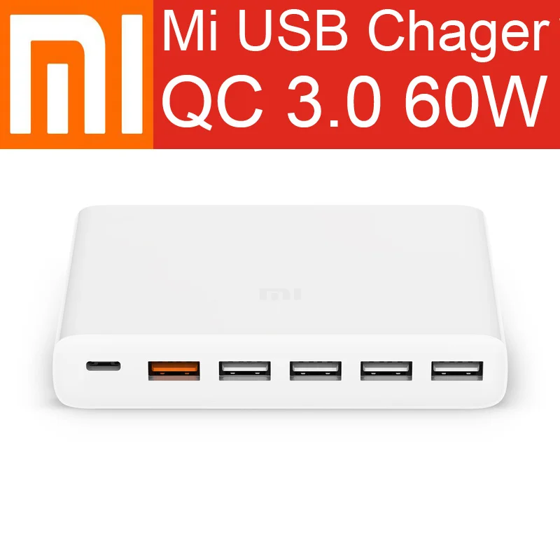 Зарядное устройство Xiaomi Mi USB 60 Вт QC 3 0 6 портов адаптер питания типа C PD 18 для iOS Android