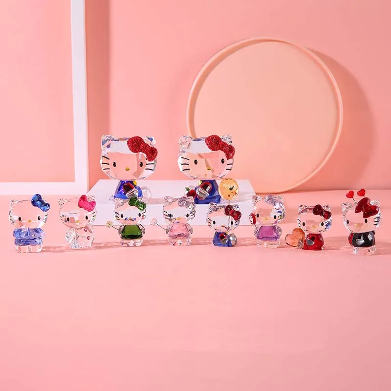 Изысканные Хрустальные Фигурки мультяшных кошек украшение для автомобиля кошка