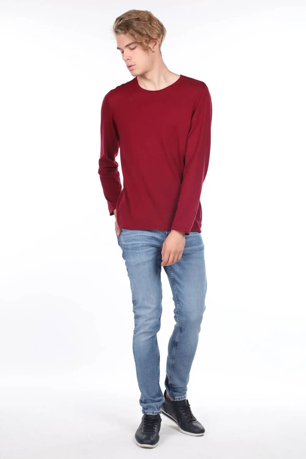 

Mens Blue Straight Leg Trousers