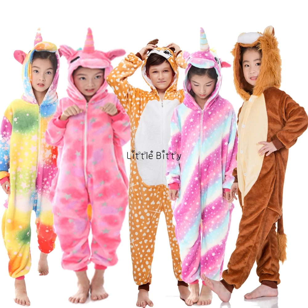 Детская пижама кигуруми одежда для сна в виде животных панды детская радужная
