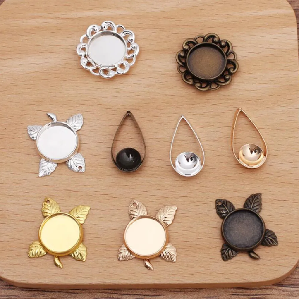 

SIXTY TOWFISH 100 PCS Silver Color/Antique Bronze/Gold Color Brass Flower Tray Pad Cameo Base Jewelry Setting