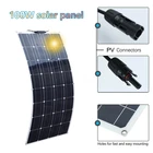 Гибкая солнечная панель, 100 Вт, 120 Вт, монокристаллическое зарядное устройство для аккумуляторов 12 В, для автомобиля, лодки, дома, RV, 32 ячейки, водонепроницаемая солнечная энергия