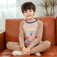 cartoon print thermal underwear for boys soft 100 cotton long sleeve pajamas 3 14y toddler children nightwear autumn homewear