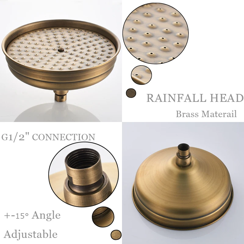 POIQIHY Brass Golden Rainfall Shower Head Faucet Bathroom Replace Rain Showerhead Antique Accessory |