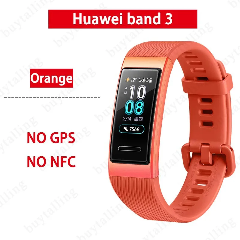 huawei band 3 Orange Смарт-браслет huawei Band 3 Pro gps 3, водонепроницаемый Сенсорный Экран 0,95 дюйма, датчик скорости плавания и сна - Цвет: huawei band 3 Orange