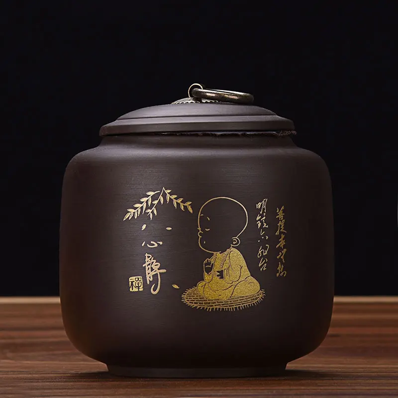 

Большая коробка для чая из фиолетовой глины, органайзер, керамическая банка для чая, посуда для чая, кухонная коробочка, бытовые товары для х...
