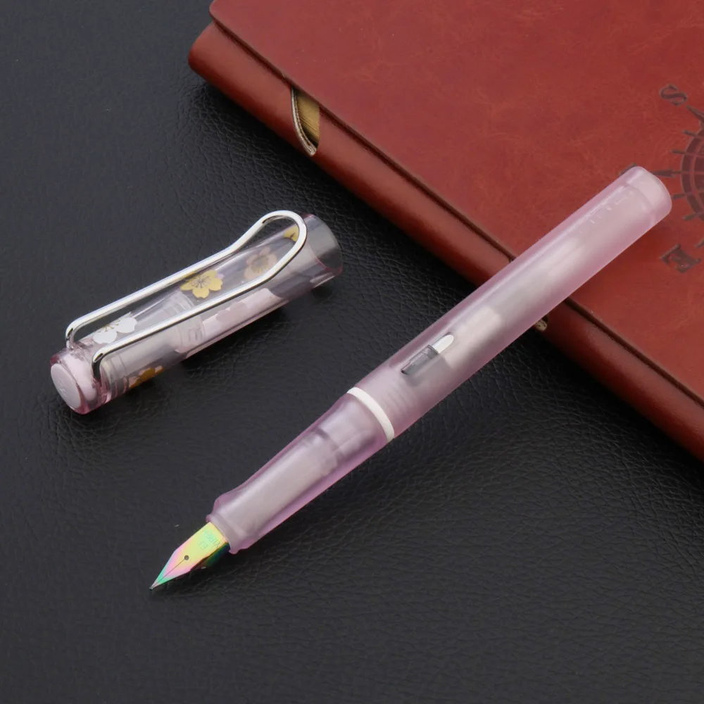 Продукция модная прозрачная пластиковая перьевая ручка с фиолетовым и