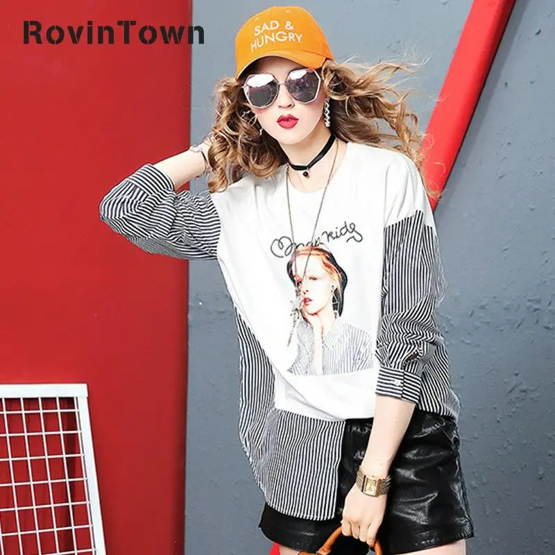 Женская рубашка с длинным рукавом черная белая синяя серая в полоску круглым