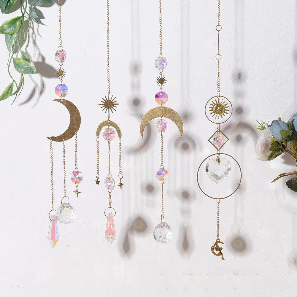 

Artificial Crystal Wind Chime Prisms Hanging Pendant Glass Ball Drop Pendant For Outdoor Window Door Decor Valentine's Day Gift