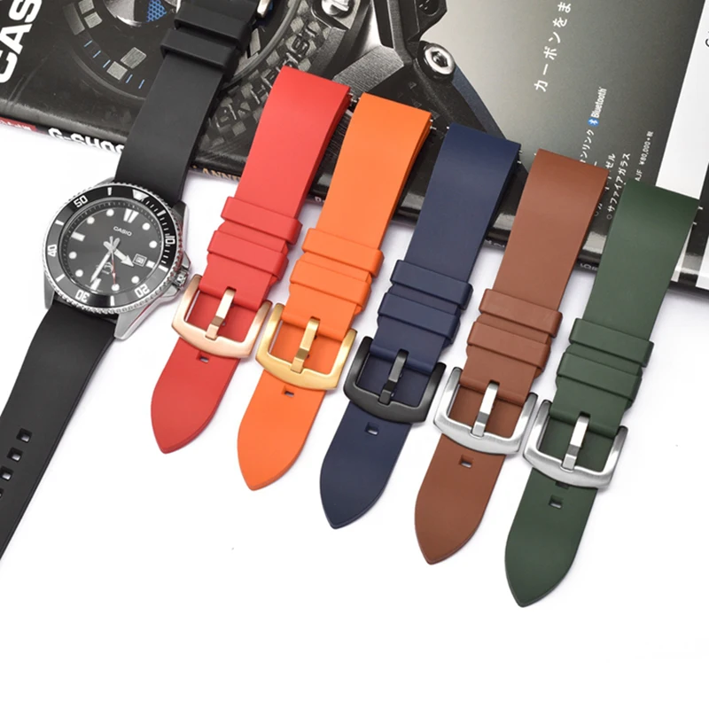 BEAFIRY Quick Release Watch Band 18mm 19mm 20mm 21mm 22mm 24mm Silicone Rubber Strap Watchband Brown Orange Black Waterproof