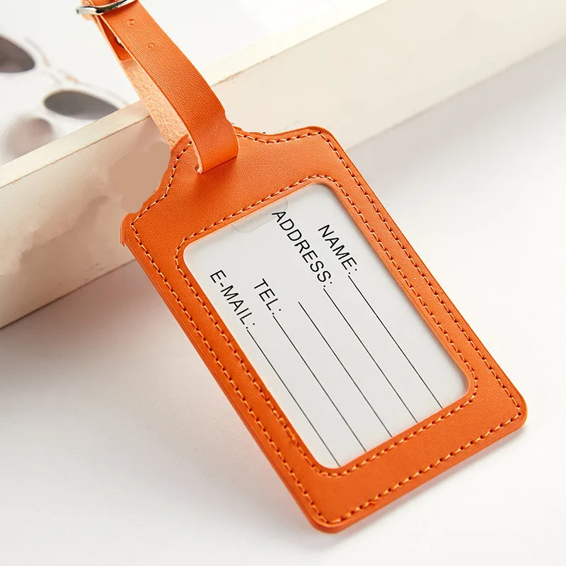 Style 2 Orange ETya, модные багажные бирки для путешествий, деловых поездок, для женщин и мужчин, чемодан из ПУ-кожи, ID адрес, держатель, багажная бирка - Цвет: Style 2 Orange
