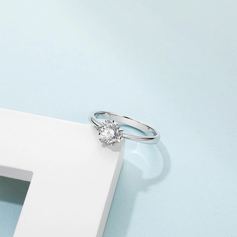 AINUOSHI Real 0.5 Carat Moissanite Diamond Rings 100% 925 Sterling Silver Engagement Wedding for Women Jewelry anillo Gift - купить по