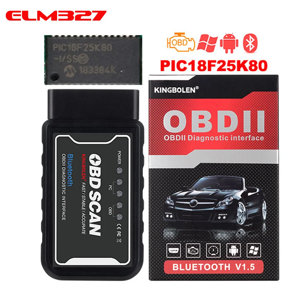 Kingbolen obd диагностический elm 327 Pic18f25k80 чип мини elm327 WiFi BT OBDII V1.5 считыватель кодов 2 Wifi