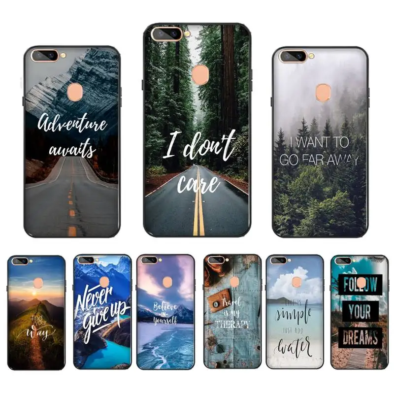 

Travel mountain sea beach quotes Phone Case For OPPOa92020 Case For RealmeC3 6Pro 6 Reno2z Soft TPU Cool Phone Shell Coque