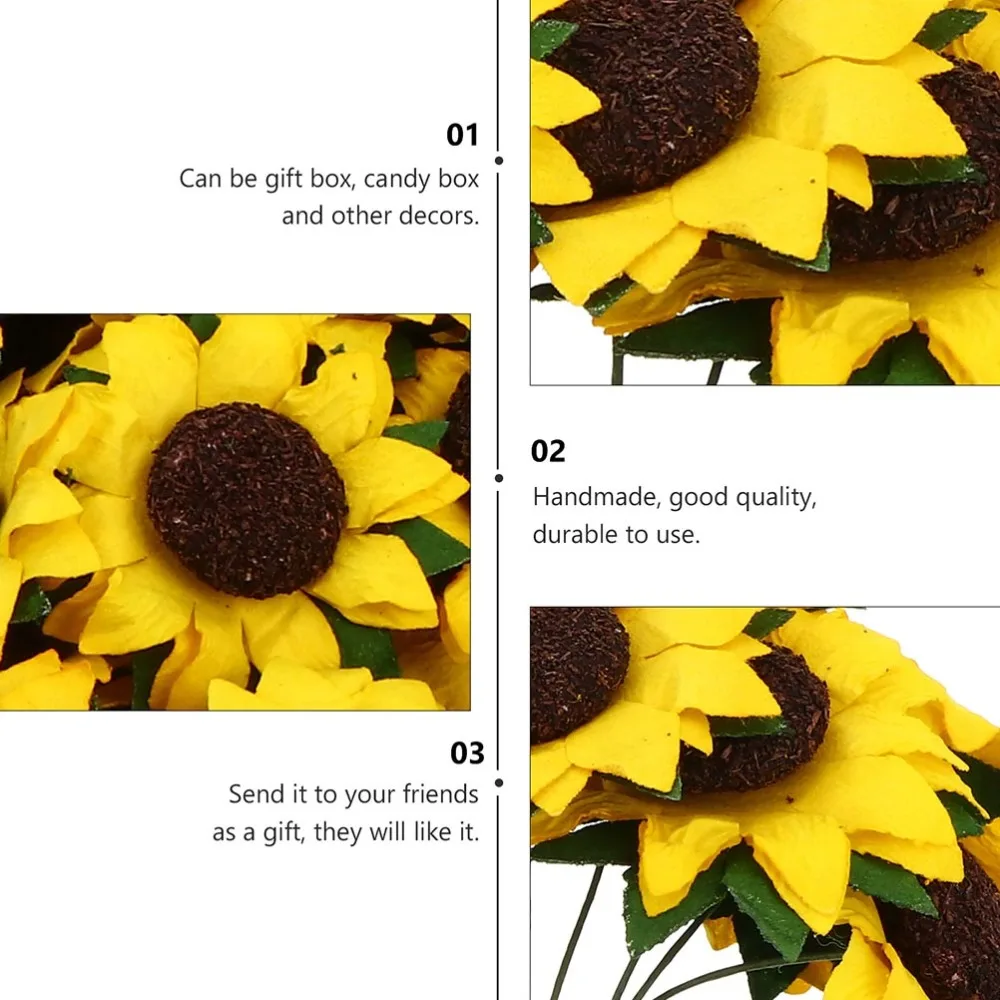 

2 Packs Artificial Flower Gift Box Decor DIY Sunflower Candy Box Accessories