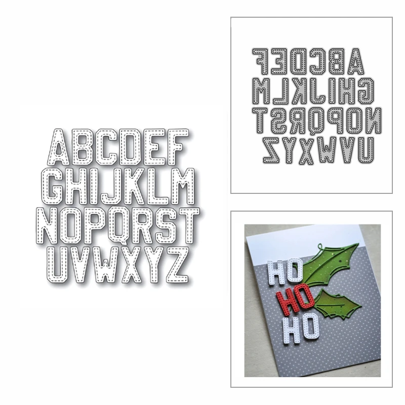 

2020 New Stitched Uppercase Letter Script Metal Cutting Dies for DIY Scrapbooking and Card Making Decor Embossing Craft No Stamp