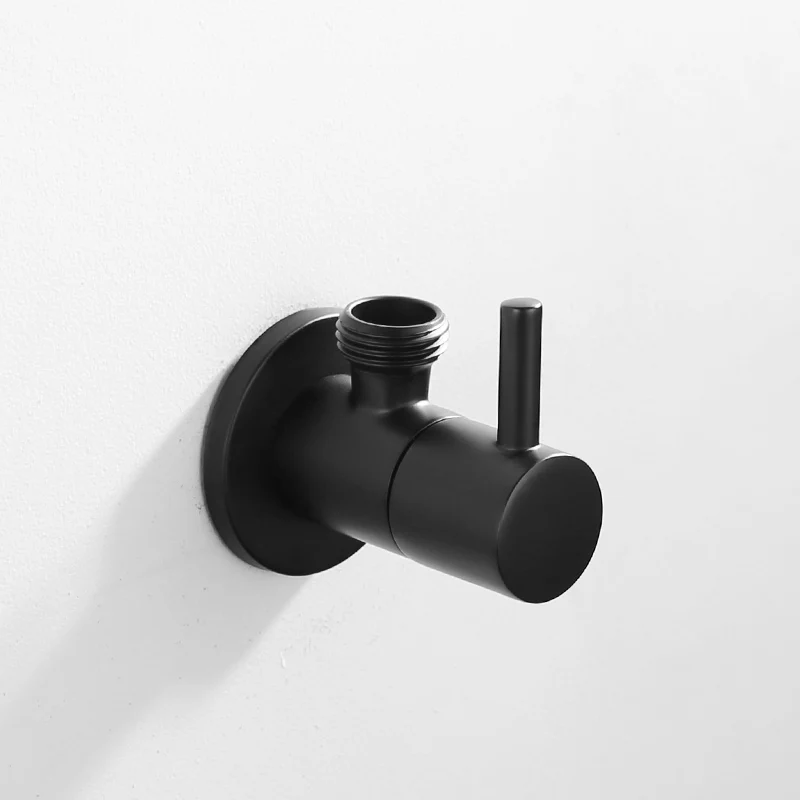 Matte Black Angle Valve Faucet Water Input Fitting & Shut-off Round Tap G1/2" Connection Bathroom Kitchen Accessories |