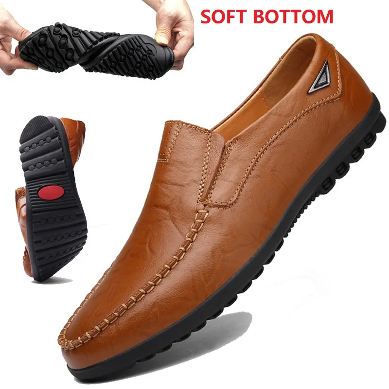 

Men'S Dress Leather Shoes Soft Classic Comfortable Breathable Casual Slip-On Wear-Resistant Driving Non-Slip Shock Absorption