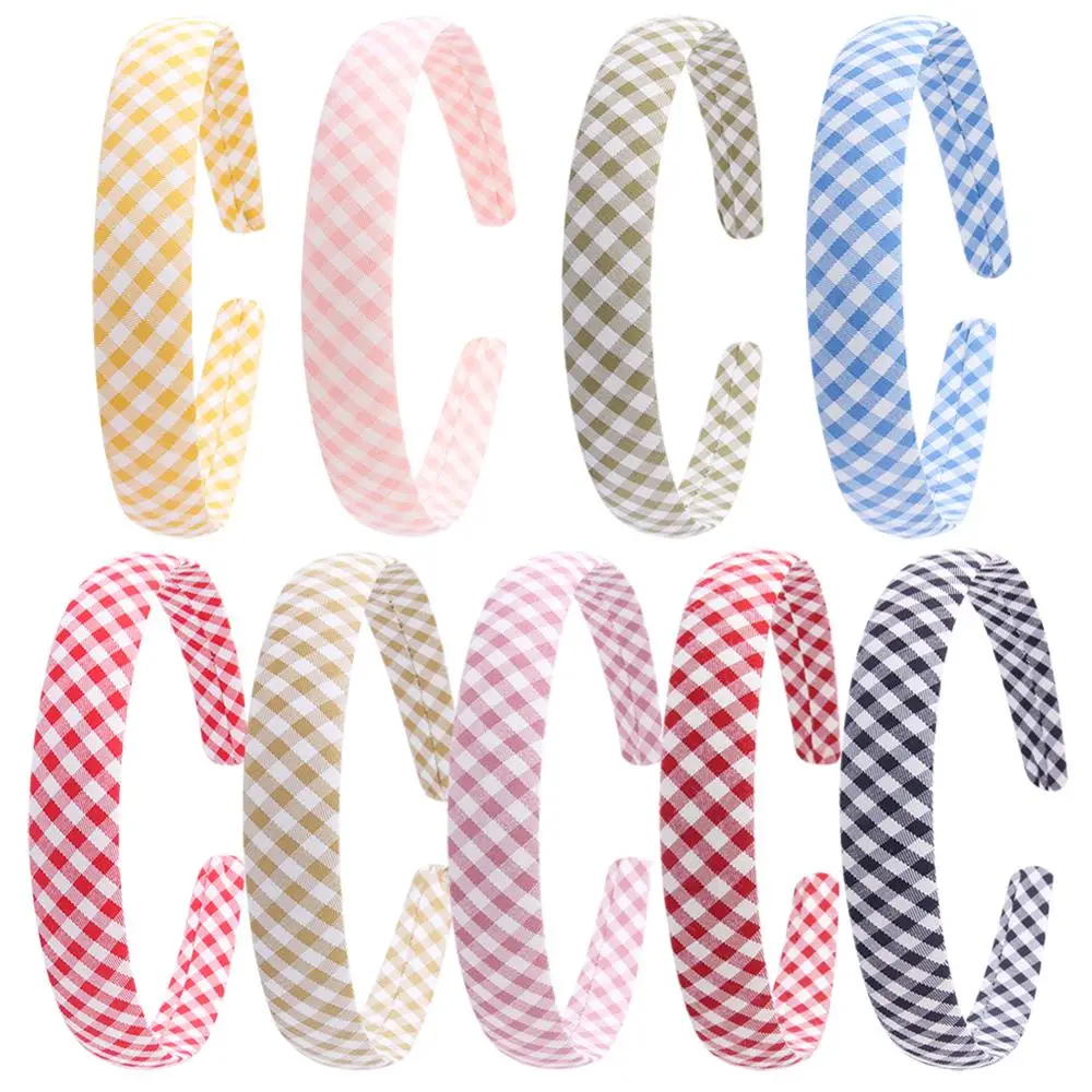 Повязка на голову женская в клетку винтажная односторонняя лента ширину 2 см