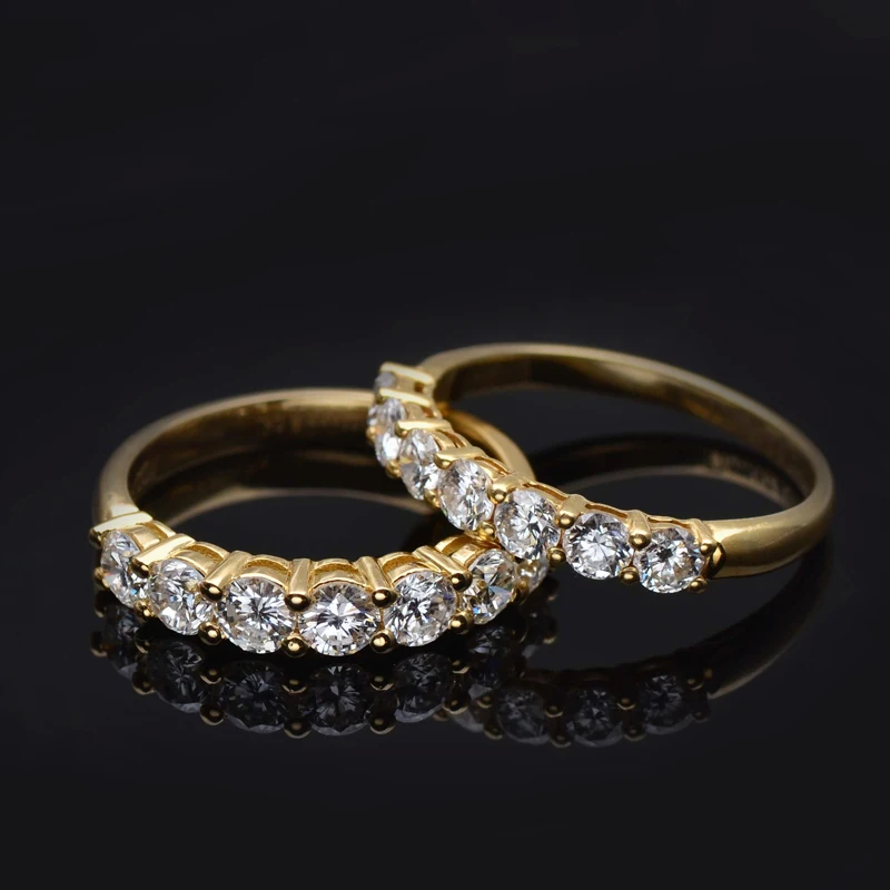 14K желтое золото DF цвет Moissanite кольцо вечерние ювелирные изделия Свадьба