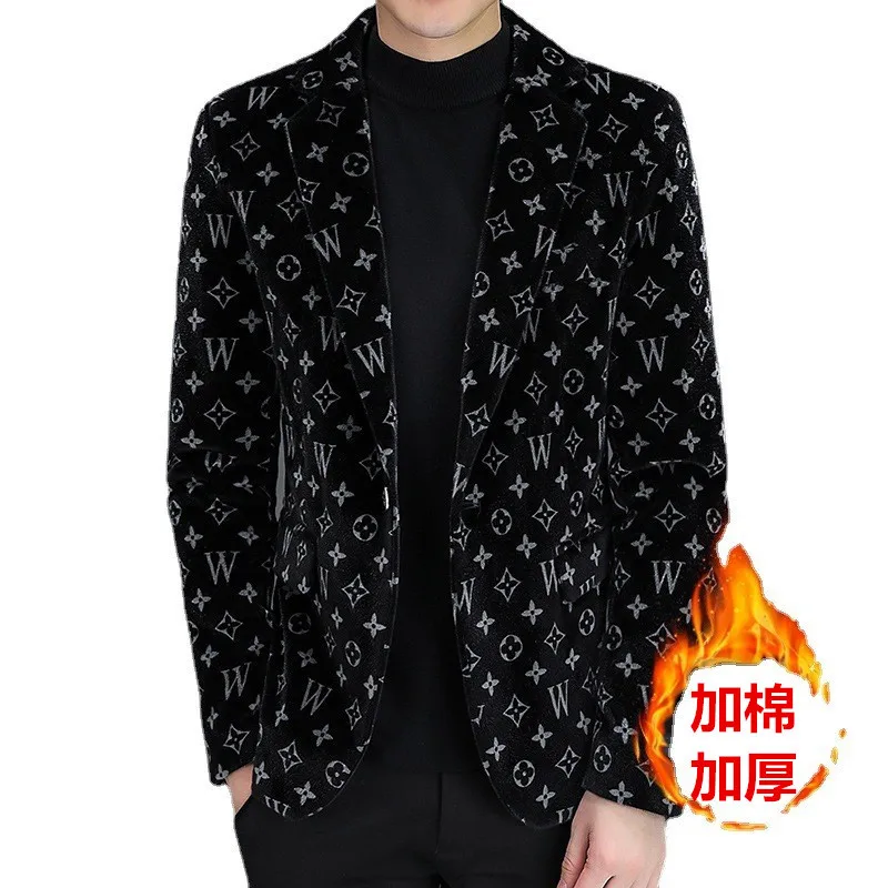 Мужской зимний жаккардовый блейзер с хлопковой подкладкой Молодежный из