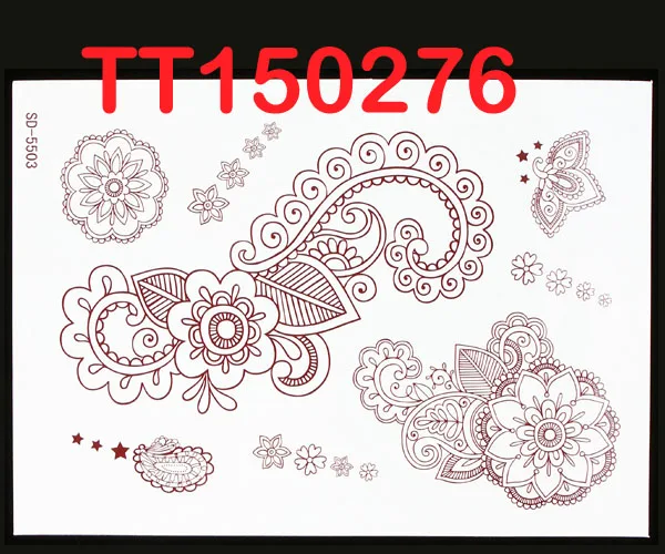 20X14 6 шт. временная татуировка из плоти индийские свадебные украшения цветы