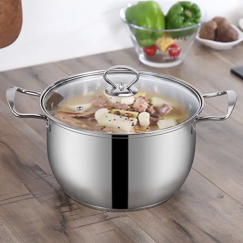 Кастрюля из нержавеющей стали 1.5L-4L с двойным дном, кастрюля для супа, немагнитная кухонная посуда, универсальная сковорода с антипригарным покрытием