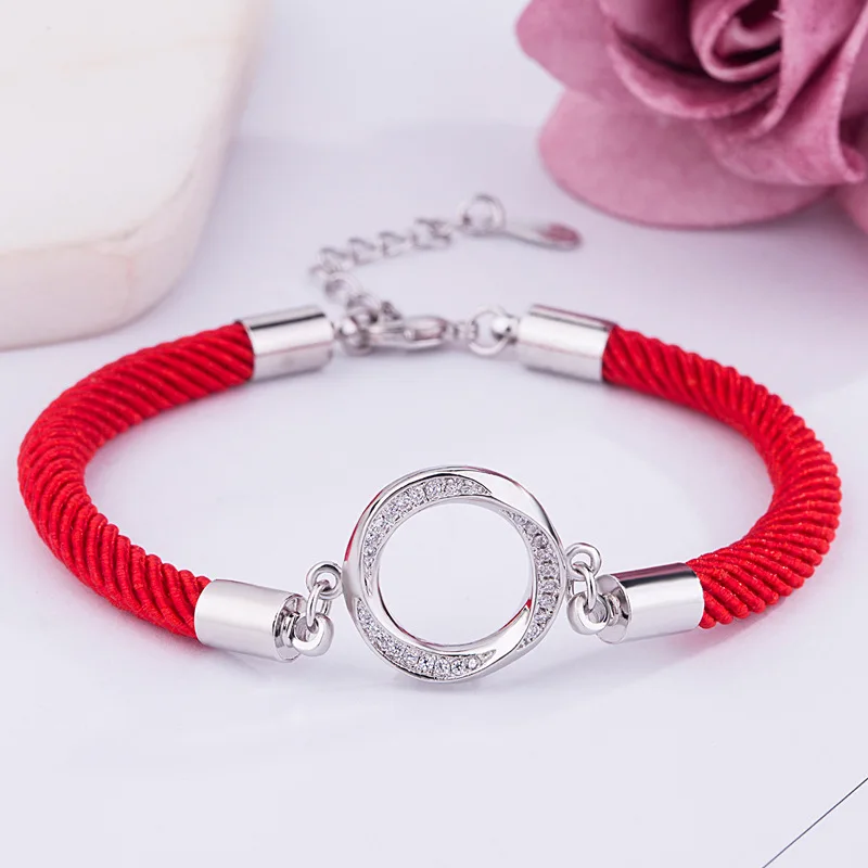 Новый браслет для пары со стразами круглый модный простой в этом году красная