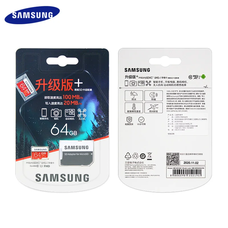 Оригинал SAMSUNG класс EVO Plus Class 10 карты памяти 256 ГБ 128 U3 64 Гб U1 карта Micro SD до 100 МБ/с. TF