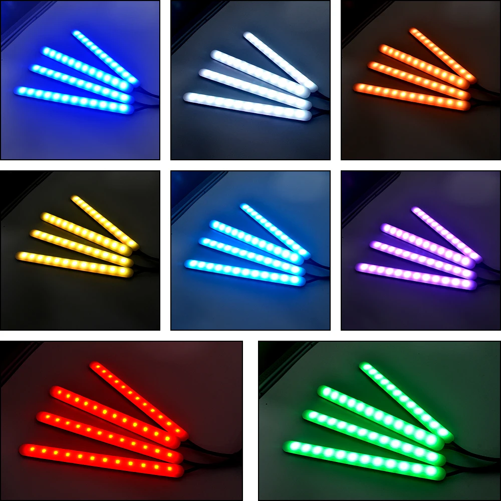 1 комплект * 4 шт. 12 В Светодиодная лента RGB для салона автомобиля DRL 5