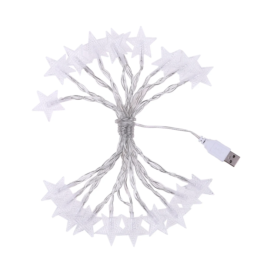 USB 20 LED Star Light String Twinkle Garlands Battery Powered Christmas Lamp Holiday Party Wedding Decorative Fairy Lights | Дом и сад