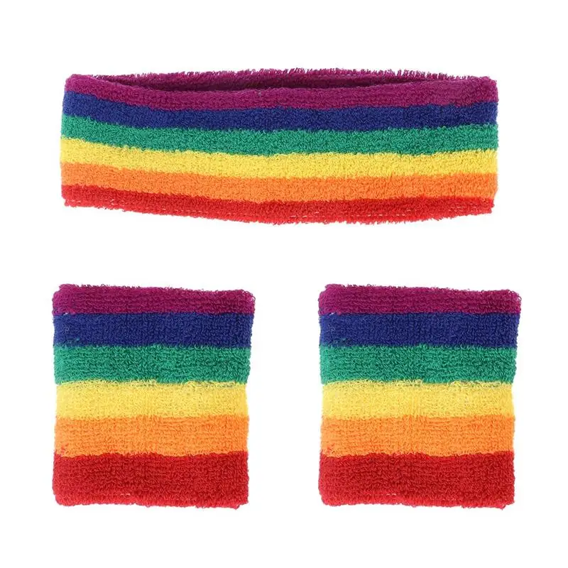 3 шт. хлопковые спортивные эластичные полосатые цветные повязки на голову для