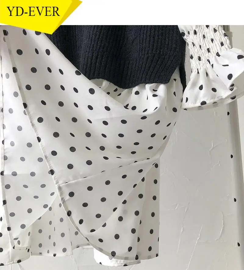 2021 верхняя одежда из двух частей для женщин весенняя в горошек платье с v-образным