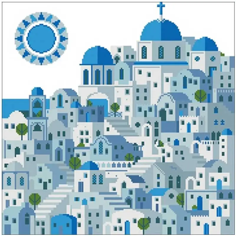 

Blue castle patterns Counted Cross Stitch 11CT 14CT 18CT DIY Chinese Cross Stitch Kits Embroidery Needlework Sets home decor