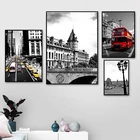 Современный город Европейский стиль Лондонский город стри красный автобус канва картина, печатный плакат настенное Искусство Картина гостиная домашний декор куадро