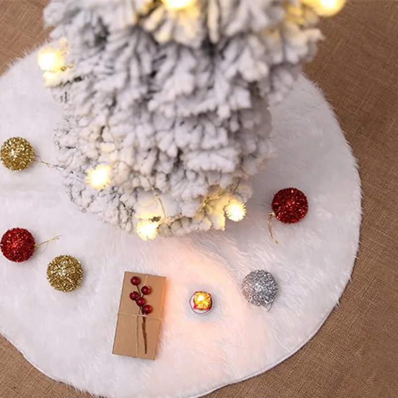 1 шт. белый плюш Рождественская елка юбки мех ковер веселые рождественские